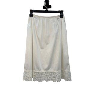 Vintage Vassarette Half Slip Womens M Nylon Lace Trim Cream USA Used